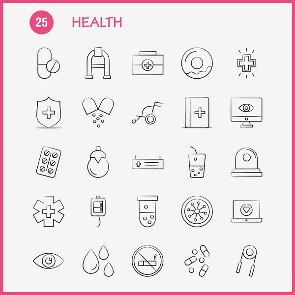Egészségügyi Kézzel Rajzolt Icon Weben Nyomtatás Mobil Kit Például Orvosi — Stock Vector