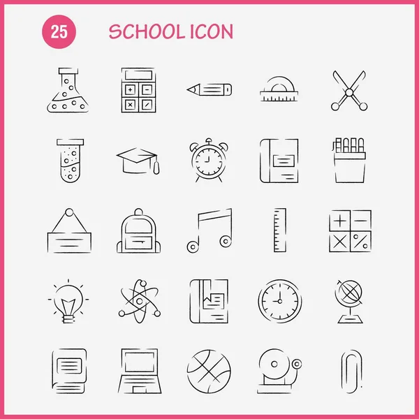 School Pictogram Hand Drawn Icon Pack Voor Ontwerpers Ontwikkelaars Iconen — Stockvector