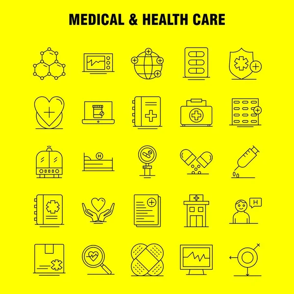 Icono Línea Médica Atención Médica Para Web Print Mobile Kit — Archivo Imágenes Vectoriales