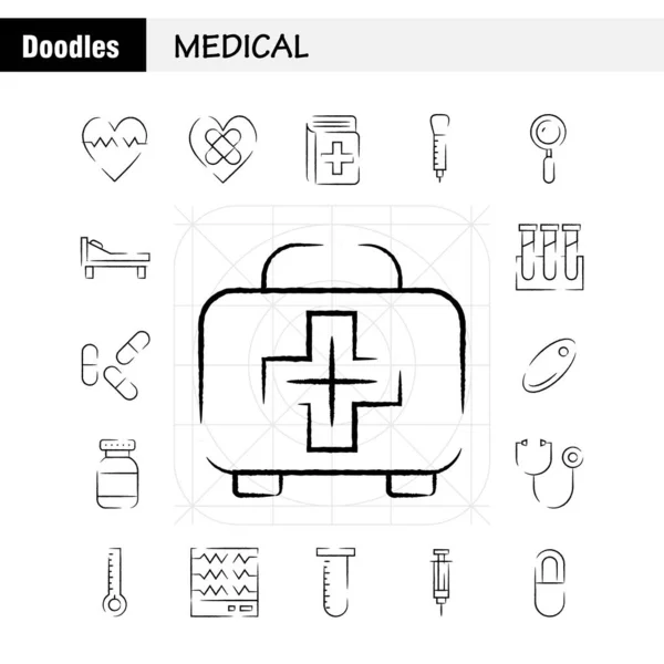 Pack Icônes Dessinées Main Médicale Pour Concepteurs Développeurs Icônes Santé — Image vectorielle