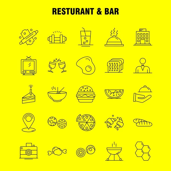 Restaurant Und Bar Line Icon Für Web Print Und Mobile — Stockvektor