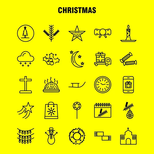 Christmas Line Icons Set Infographics Mobile Kit Print Design Включает — стоковый вектор