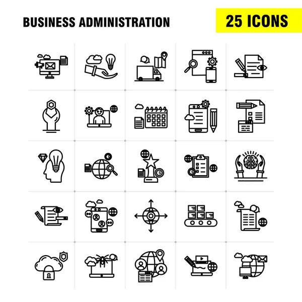 Juego Iconos Línea Administración Empresas Para Infografías Kit Móvil Diseño — Archivo Imágenes Vectoriales