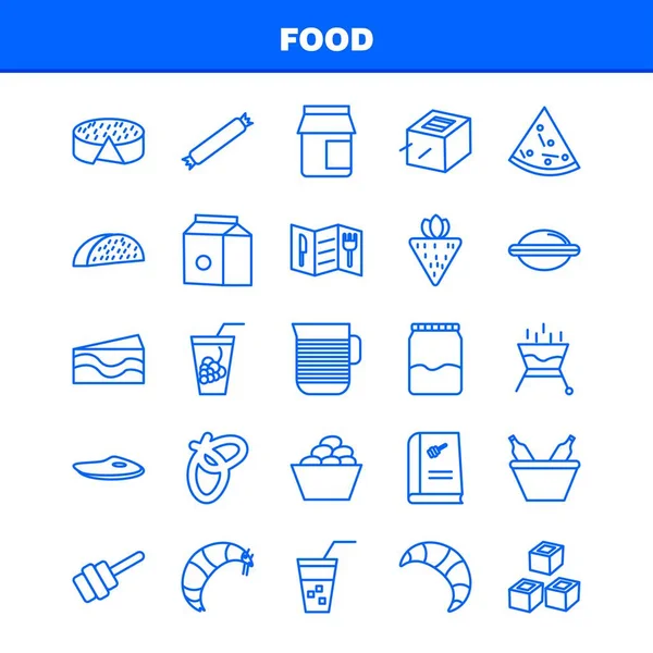 Conjunto Ícones Linha Alimentos Para Infográficos Kit Móvel Design Impressão — Vetor de Stock