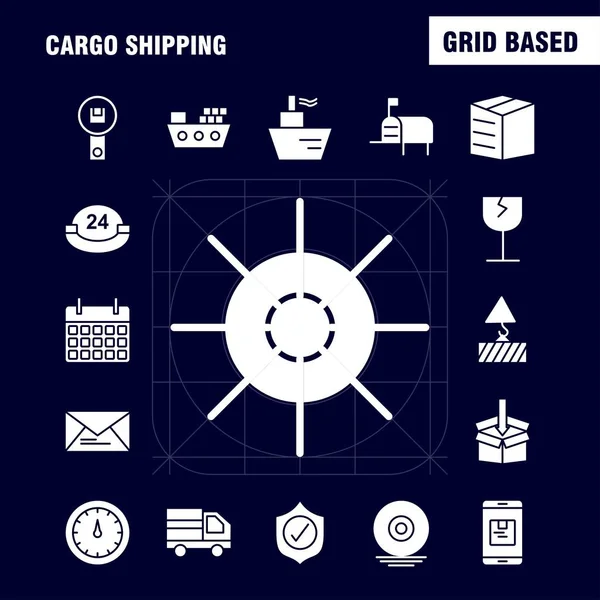 Cargo Shipping Solid Glyph Icon for Web, Print and Mobile UX/UI Kit. Such as: Shield, Cargo, Security, Delivery, Mobile, Cell, Cargo, Box, Pictogram Pack. - Vector