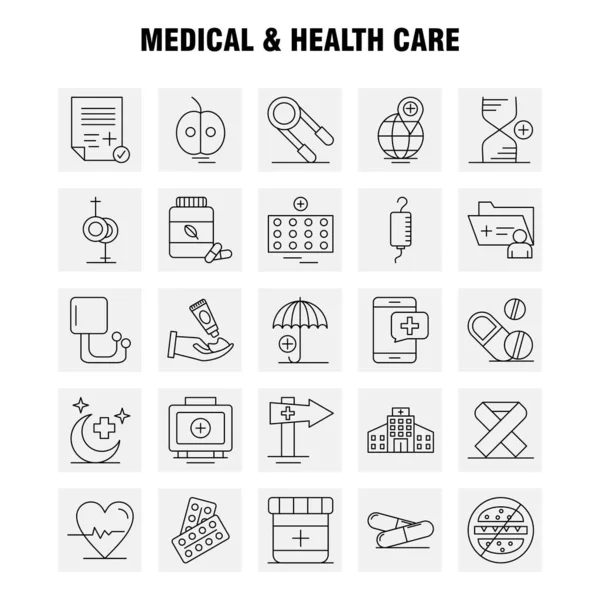 Lékařská a zdravotní péče řádku ikonu pro Web, tisk a mobilní Ux/U — Stockový vektor