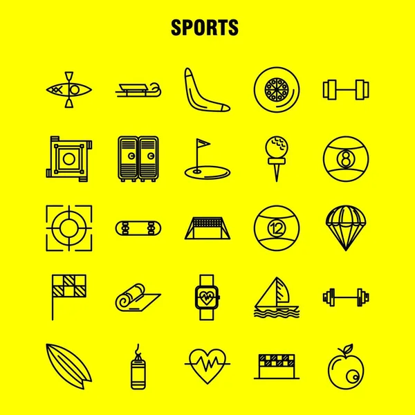 Los Iconos Línea Deportes Fijaron Para Las Infografías Equipo Móvil — Archivo Imágenes Vectoriales