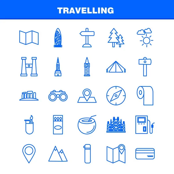 Ícones de linha de viagem conjunto para infográficos, UX móvel / UI Kit an — Vetor de Stock