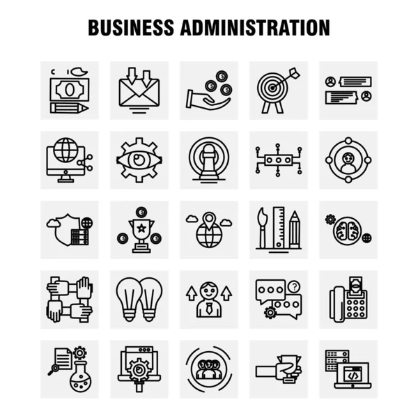 Ícones Linha Administração Empresarial Definidos Para Infográficos Kit Móvel Design —  Vetores de Stock