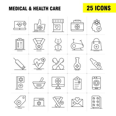 Tıbbi ve sağlık satırı simgesi Web, baskı ve mobil Ux/UI için Kit. Gibi: Flask, tıbbi, laboratuvar, hastane, bayrak, sağlık, tıp, hastane, piktogram paketi. -Vektör