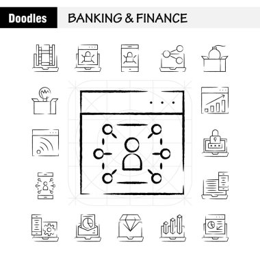 El çekilmiş Icon Pack için tasarımcılar ve geliştiriciler bankacılık. Banka, bankacılık, Internet, Internet Bankacılığı, dizüstü bilgisayar, güvenlik, kilit, vektör simgeleri