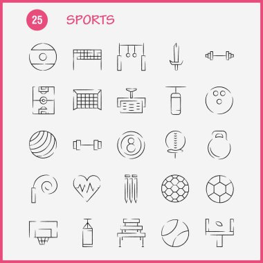 Spor el çekilmiş Icon Pack için tasarımcılar ve geliştiriciler. Top, Golf, Golf, spor, kriket, kütükleri, küçük kapı, spor, simgeler vektör