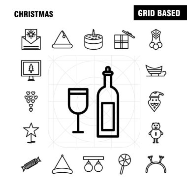 Noel çizgi Icons Set için Infographics, mobil Ux/UI Kit ve baskı tasarımı. Şunları içerir: Gıda, yemek, bıçak, tabak, Noel topları, top, süslemeleri, koleksiyonu Modern Infographic Logo ve piktogram. -Vektör