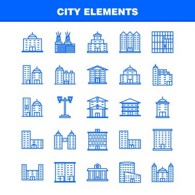 Şehir öğeleri satır Icons Set Infographics, mobil Ux/UI için Kit ve baskı tasarımı. Şunları içerir: Tower, Bina, şehir, Office, binalar, Tower, şehir, Office, Eps 10 - vektör