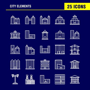 Şehir öğeleri satır Icons Set Infographics, mobil Ux/UI için Kit ve baskı tasarımı. Şunları içerir: Tower, Bina, şehir, Office, binalar, Tower, şehir, Office, Eps 10 - vektör