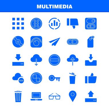 Web, baskı ve mobil Ux/UI için Multimedya katı glif simge seti. Gibi: ekolayzer, Beat, ses, makine, Bin, Delete, çöp, geri dönüşüm, piktogram paketi. -Vektör