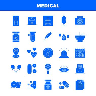 Tıbbi katı glif Icons Set için Infographics, mobil Ux/UI kiti