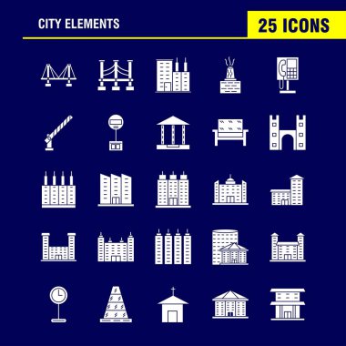 Şehir öğeleri katı glif Icons Set için Infographics, mobil Ux/UI Kit ve baskı tasarımı. Şunları içerir: Araba, araç, seyahat, ulaşım, Çeşme, su duş, şehir, Eps 10 - vektör