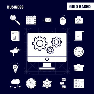 Web, baskı ve mobil Ux/UI için iş sağlam glif simge seti. Örneğin: iş, saat, saat, zamanlayıcı, dosya, iş, iş, belge, piktogram paketi. -Vektör