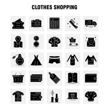 Web, baskı ve mobil Ux/UI için sağlam karakter simgesi alışveriş giyim seti. Gibi: hastane, sepet, alışveriş, Bilet, Bilet, seyahat, alışveriş, piktogram Pack sepeti. -Vektör