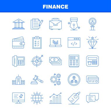 Finans satır Icons Set Infographics, mobil Ux/UI için Kit ve baskı tasarımı. Şunları içerir: Bilgisayar, Pin, metin, finans, arama, araştırma, finans, adam, Icon Set - vektör