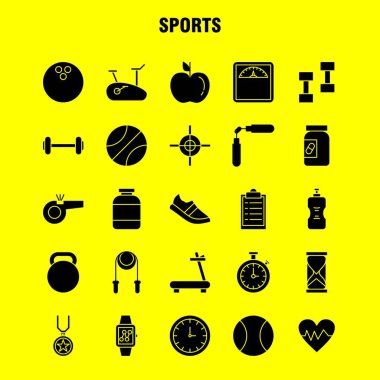 Web, baskı ve mobil Ux/UI için katı glif simge spor takımı. Gibi: basketbol, basketbol topu, top, oyun, spor, ödül, madalya, piktogram paketi. -Vektör