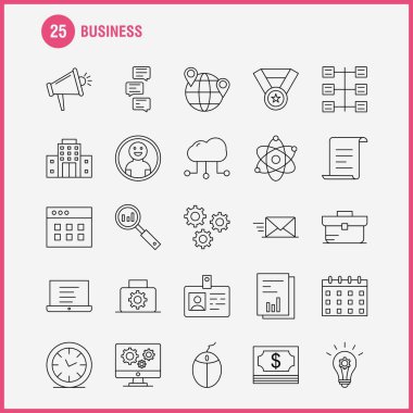 Web, baskı ve mobil Ux/UI için iş hattı simge seti. Örneğin: iş, saat, saat, zamanlayıcı, dosya, iş, iş, belge, piktogram paketi. -Vektör