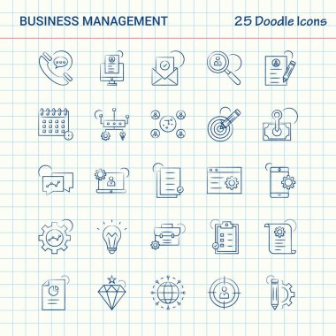 İş yönetimi 25 Doodle simgeler. Elle çizilmiş iş Icon set