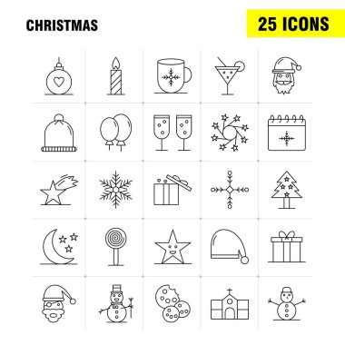 Noel satırı simgesi Web, baskı ve mobil Ux/UI için Kit. Gibi: Noel, Moon, ışık, Star, Noel, İncil, ev, kilise, piktogram paketi. -Vektör