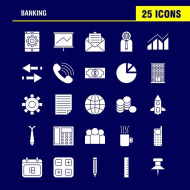 Web, baskı ve mobil Ux/UI için sağlam karakter simgesi bankacılık Kit. Gibi: Mobil ayarı, cep, ayar, dişli, projektörü ekran, ekran, piktogram paketi. -Vektör