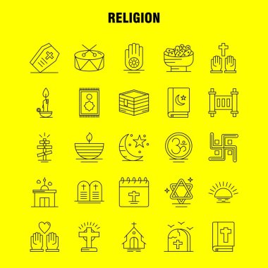 Din hat simgelerini belirlemek için Infographics, mobil Ux/UI Kit ve baskı tasarımı. Şunları içerir: Tabut, tatil, din, din, dua, kilise, Müslüman öğesi, Icon Set - vektör