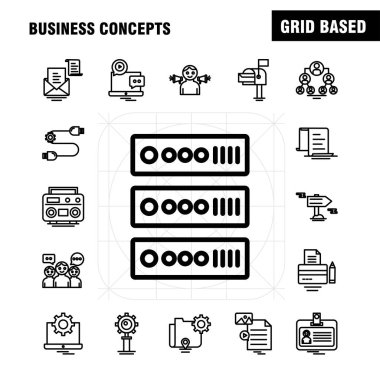 İş kavramları satır Icons Set Infographics, mobil Ux/UI için Kit ve baskı tasarımı. Şunları içerir: Video kamera, medya, Video, kilitli, kitle iletişim araçları oyuncu, paylaşım, dişli, koleksiyon Modern Infographic Logo ve piktogram. -Vektör