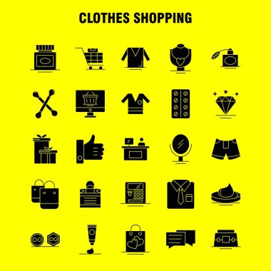 Web, baskı ve mobil Ux/UI için sağlam karakter simgesi alışveriş giyim seti. Gibi: gömlek, giyim, kat, katlama, elbise, güzellik, kozmetik, krem, piktogram paketi. -Vektör