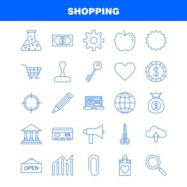 Web, baskı ve mobil Ux/UI için satırı simgesi alışveriş Kit. Örneğin: iş, finans, büyüme, grafik, iş, dolar, Ekonomi, hedef, piktogram paketi. -Vektör