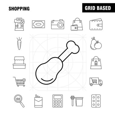 Web, baskı ve mobil Ux/UI için satırı simgesi alışveriş Kit. Gibi: bina, Alışveriş Merkezi, alışveriş, Alışveriş Merkezi, alışveriş sepeti, ticaret, piktogram paketi. -Vektör