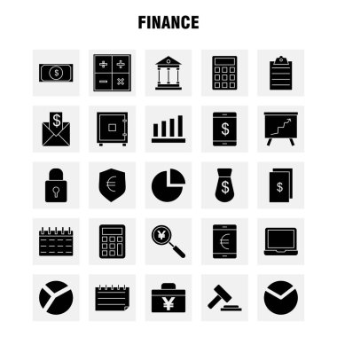 Finans sağlam glif Icons Set Infographics, mobil Ux/UI için Kit ve baskı tasarımı. Şunları içerir: Dolar, para, para, çiçek, satış, bulut, indirim, Satılık koleksiyonu Modern Infographic Logo ve piktogram. -Vektör