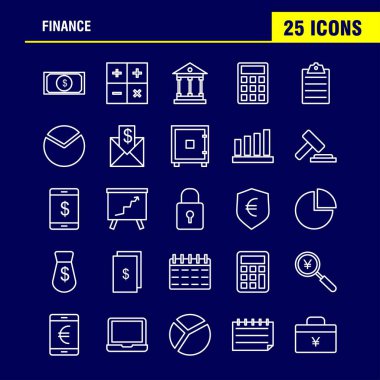 Finans satır Icons Set Infographics, mobil Ux/UI için Kit ve baskı tasarımı. Şunları içerir: Dolar, para, para, çiçek, satış, bulut, indirim, Satılık koleksiyonu Modern Infographic Logo ve piktogram. -Vektör