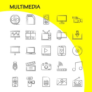 Restoran el çekilmiş Icons Set için Infographics, mobil Ux/UI Kit ve baskı tasarımı. Şunları içerir: Topuz, yemek, yemek, Kahvaltı, Avogadro, gıda, meyve, yemek, Eps 10 - vektör