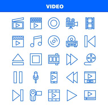 Video çizgi Icon Pack için tasarımcılar ve geliştiriciler. Yönetmen, eğlence, Film, Video, Film, Film, Video, multimedya, simgelerin vektör