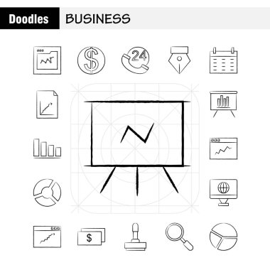 İş el çekilmiş Icons Set için Infographics, mobil Ux/UI Kit ve baskı tasarımı. Şunları içerir: Vektör, grafik, çizgiler, eğitim, kahve, çay, yemek, yemek, koleksiyon Modern Infographic Logo ve piktogram. -Vektör