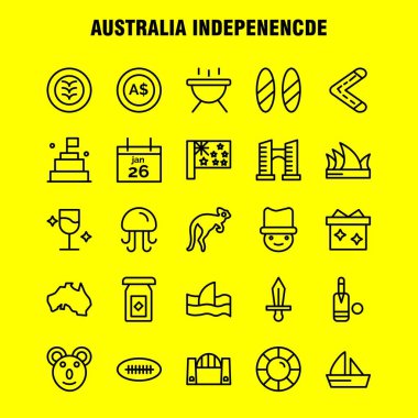 Avustralya bağımsızlık satır Icon Pack için tasarımcılar ve geliştiriciler. Hayvan, denizanası, deniz, deniz ürünleri, simgeleri baş güvenlik, sigorta, koruma, vektör