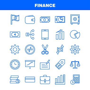 Finans satır Icons Set Infographics, mobil Ux/UI için Kit ve baskı tasarımı. Şunları içerir: pasta grafik, grafik, iş, tanıtım, çan, zil, yüzük, koleksiyon Modern Infographic Logo ve piktogram. -Vektör