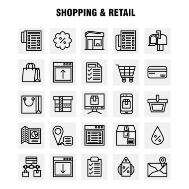 Satır Icon Pack tasarımcılar ve geliştiriciler için alışveriş. Simgelerin konumu, sohbet, Sms, alışveriş, posta, posta kutusu, alışveriş, vektör