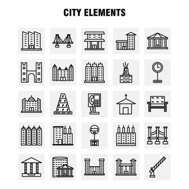 Şehir öğeleri satır Icons Set Infographics, mobil Ux/UI için Kit ve baskı tasarımı. Şunları içerir: Araba, araç, seyahat, ulaşım, Çeşme, su duş, şehir, Eps 10 - vektör