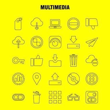 Multimedya satırı simgesi Web, baskı ve mobil Ux/UI için Kit. Gibi: ekolayzer, Beat, ses, makine, Bin, Delete, çöp, geri dönüşüm, piktogram paketi. -Vektör