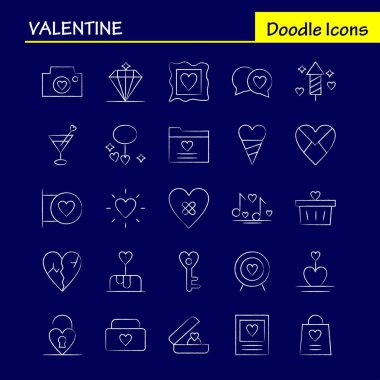 Sevgililer el çekilmiş Icon Pack için tasarımcılar ve geliştiriciler. Sepet, sepeti, romantik, Sevgililer, kamera, görüntü, romantik, Sevgililer, simgeler vektör