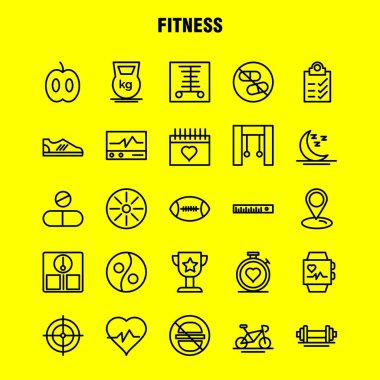 Fitness satır Icon Pack için tasarımcılar ve geliştiriciler. Tıp, tarayıcı, istatistik, monitör, sağlık, Fitness, sağlık, spor salonu, simgelerin vektör