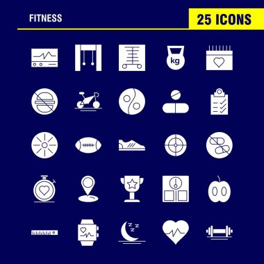 Fitness katı glif Icon Pack için tasarımcılar ve geliştiriciler. Tıp, tarayıcı, istatistik, monitör, sağlık, Fitness, sağlık, spor salonu, simgelerin vektör
