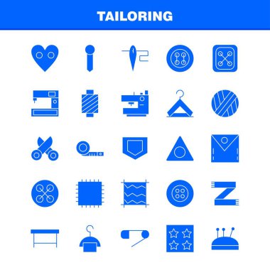 Katı glif Icon Pack için tasarımcılar ve geliştiriciler terzilik. Örgü, makine, makas, dikiş, düğmeler, örme, makinesi, dikiş, simgelerin vektör