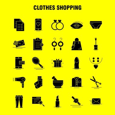 Web, baskı ve mobil Ux/UI için sağlam karakter simgesi alışveriş giyim seti. Gibi: dosya, satış, alışveriş, alışveriş, oranı, el çantası, etiket, piktogram paketi. -Vektör